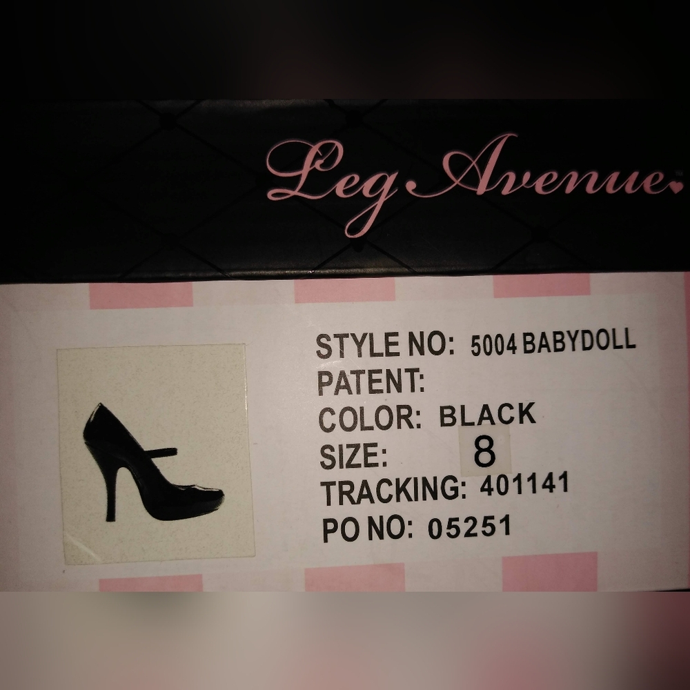 New In Box Women's Size 8 Leg Avenue Black Patent 5004 Babydoll 4" Heels - Picture 10 of 10